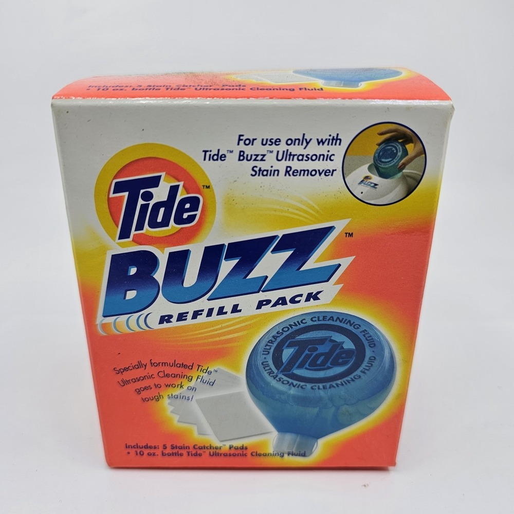 Tide Buzz Refill Pack For Ultrasonic Stain Remover 10 oz Liquid & 5 Pads